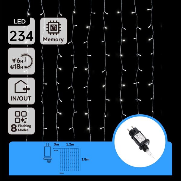 Aigostar - Catena luminosa natalizia LED per esterni 234xLED/3,6W/230V 1,2x1,8m IP44 bianco freddo
