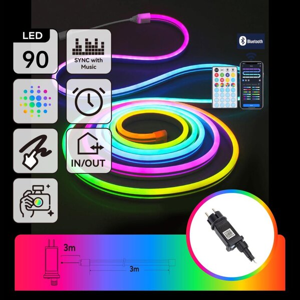 Aigostar - Catena luminosa LED RGBICW da esterno 90xLED/10W/230V 3m IP44 + telecomando