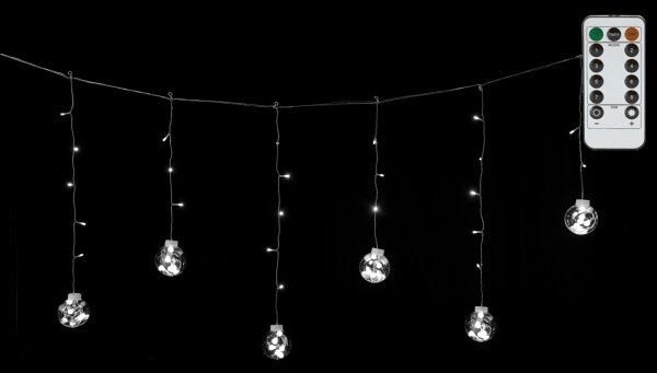 Aigostar - Catena LED natalizia da esterno 120 LED/6 W/230 V/8 funzioni 3x0,6 m IP44 bianco freddo + telecomando