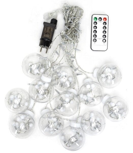 Aigostar - Catena luminosa LED natalizia da esterno, 120 LED, 6 W, 230 V, 8 funzioni, 3 x 0,6 m, IP44, bianco caldo + telecomando