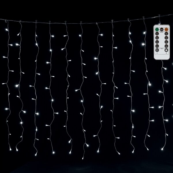 Aigostar - Catena luminosa natalizia LED per esterni 300xLED/6W/230V/8 funzioni 3x1m IP44 bianco freddo+telecomando