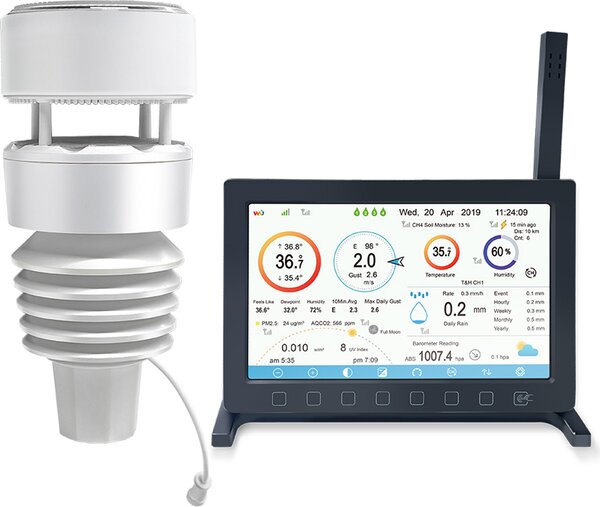 Stazione meteorologica wireless froggit HP2000 WiFi con sensore esterno wireless a ultrasuoni e aptico 7-In-1 (versione 2025 - sensore esterno versione Pro)