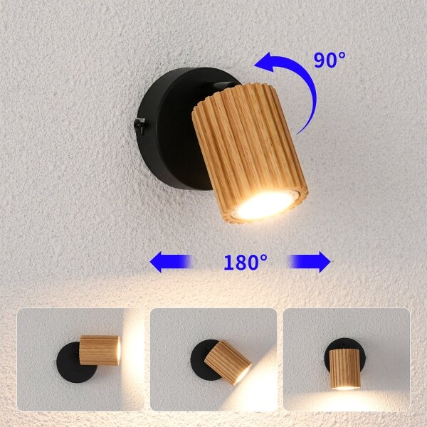 Brilagi - Faretto da parete MODERN WOOD 1xGU10/8W/230V in legno/nero