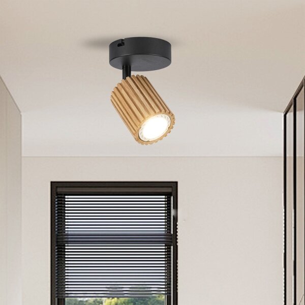 Brilagi - Faretto da parete MODERN WOOD 1xGU10/8W/230V in legno/nero
