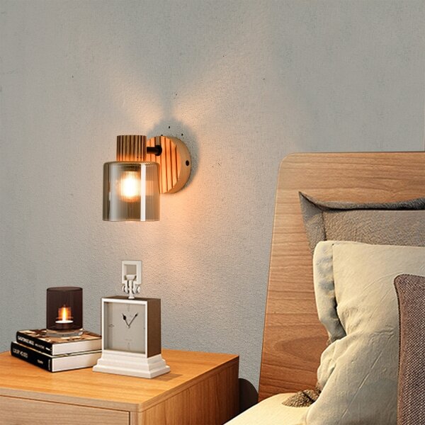 Brilagi - Faretto da parete HYGGE 1xE14/15W/230V legno/fumé