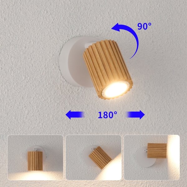 Brilagi - Faretto da parete MODERN WOOD 1xGU10/8W/230V legno/bianco
