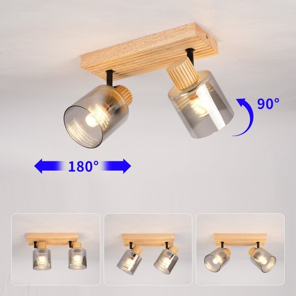 Brilagi - Faretto HYGGE 2xE14/15W/230V legno/fumé