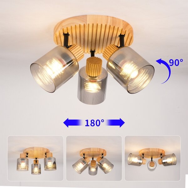Brilagi - Faretto HYGGE 3xE14/15W/230V legno/fumé