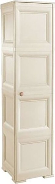 Tontarelli Armadio da Esterno / Balcone in Plastica Antipioggia 1 anta 3 ripiani Dimensioni 40x43x164 cm colore Angora