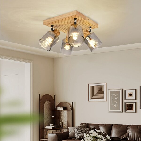 Brilagi - Faretto HYGGE 4xE14/15W/230V legno/fumé