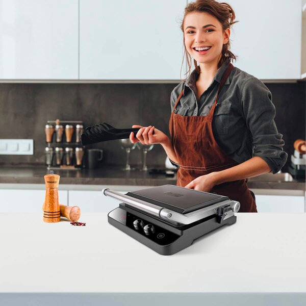 Black & Decker Bistecchiera elettrica Doppia piastra Antiaderente Potenza 2000 Watt - BXGR2000E