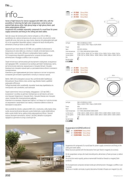 Redo 01-3723 - Plafoniera LED DIP 40W/230V beige