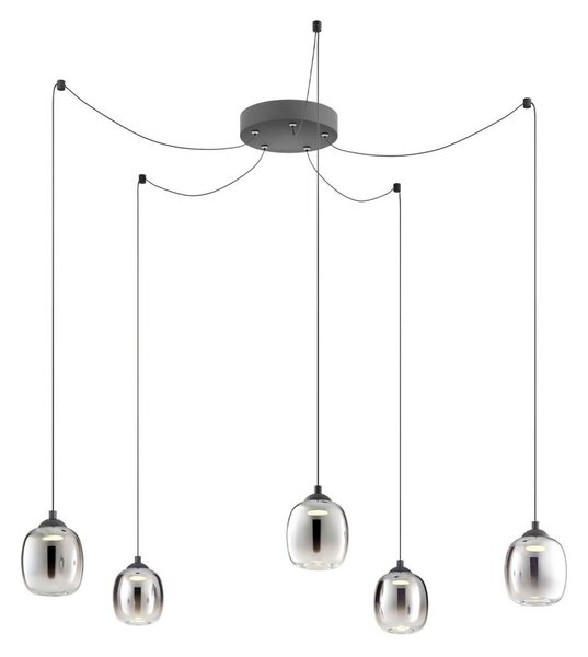 Redo 01-3487 -LED Lampadario dimmerabile su cavo KHADI 5xLED/5,2W/230V nero/fumé