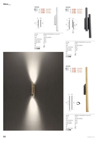 Redo 01-4059 - Lampada da parete dimmerabile NIKOS LED/10W/230V CRI 90, nera