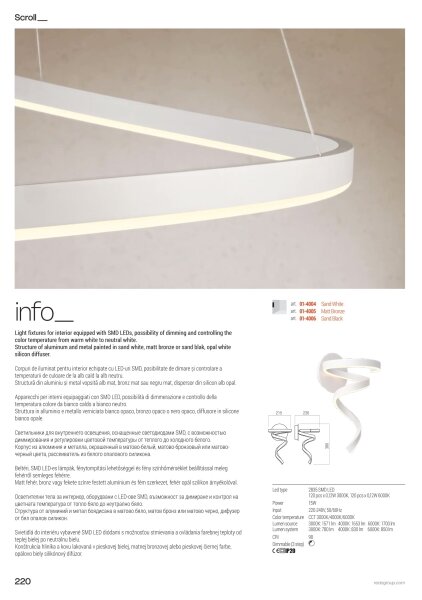 Redo 01-4011 - Plafoniera LED dimmerabile a soffitto SCROLL LED/38W/230V, dorata