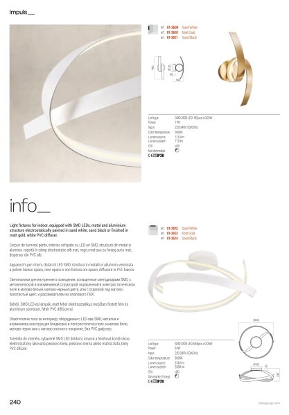 Redo 01-3616 - Lampada a sospensione dimmerabile su cavo IMPULS LED/38W/230V dorata