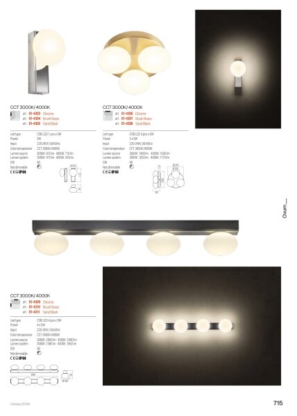 Redo 01-4306 - Plafoniera LED da soffitto per bagno OVUM 3xLED/5W/230V IP44 cromo
