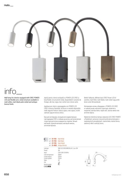 Redo 01-4802 - Lampada flessibile HELLO LED/3W/230V colore bronzo
