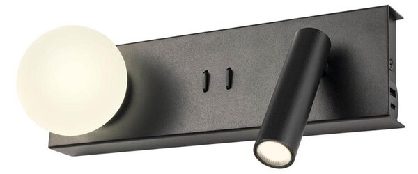 Redo 01-4663 - Applique LED NORMA LED/5W/230V + LED/3W CRI 90 USB nera