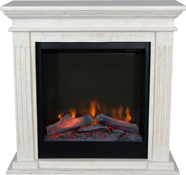 Caminetto elettrico Xaralyn - Cadiz ELE-SWP - pietra naturale levigata bianca - riscaldamento 1500 Watt - con telecomando - caminetto da incasso incluso - caminetto decorativo