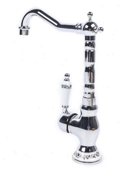 Rubinetteria da bagno - Miscelatore per lavabo - Miscelatore monocomando - Montaggio a filo - Acqua calda/fredda - Ottone - Attacco G3/8 - Argento