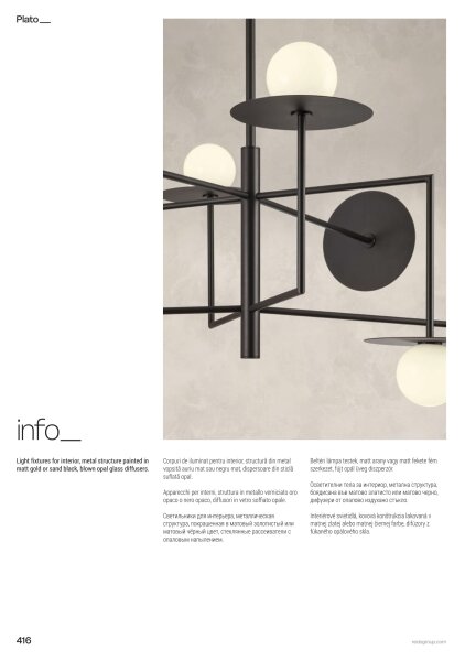 Redo 01-2753 - Lampadario su asta PLATO 8xG9/10W/230V nero