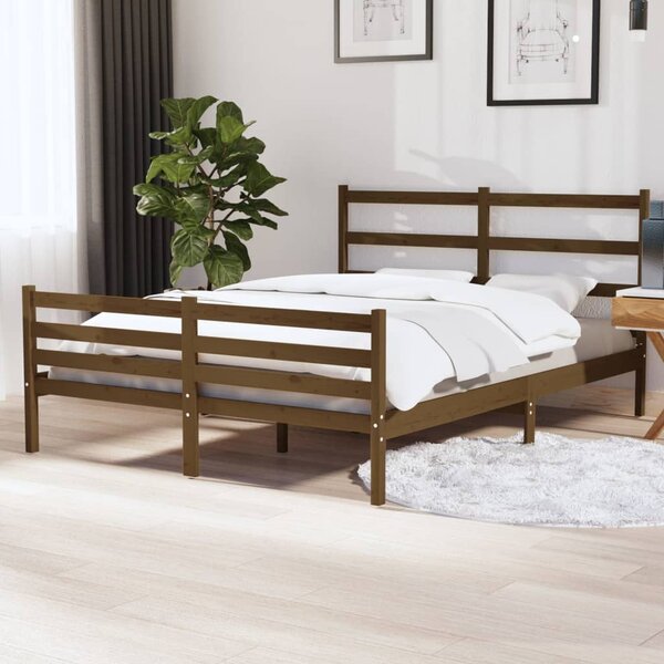 Struttura letto Legno massello di pino 140x190 cm Bianco