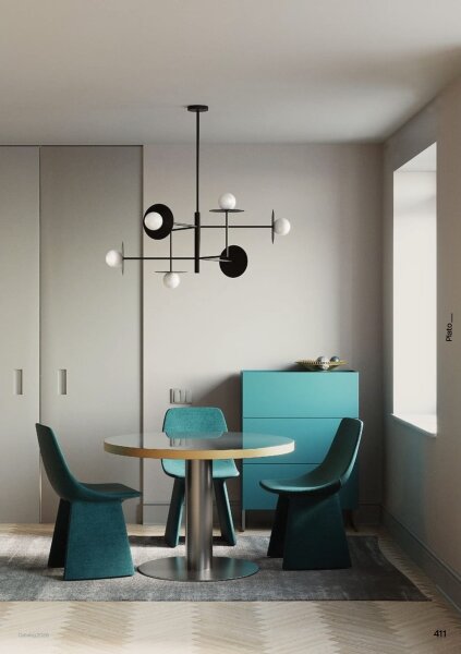 Redo 01-2753 - Lampadario su asta PLATO 8xG9/10W/230V nero