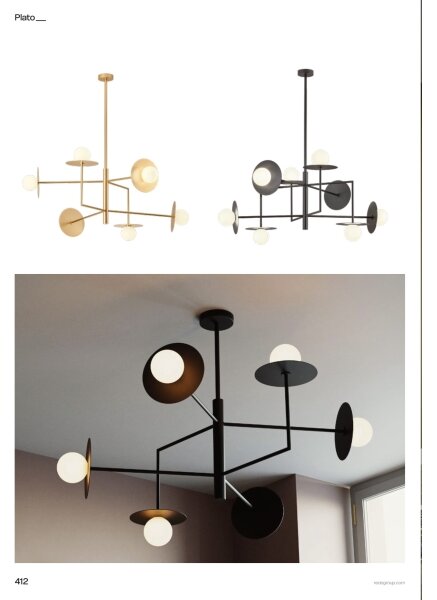 Redo 01-2753 - Lampadario su asta PLATO 8xG9/10W/230V nero
