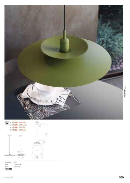 Redo 01-3049 - Lampadario a sospensione con cavo GUNNAR 1x E27/42W/230V diam. 50 cm arancione
