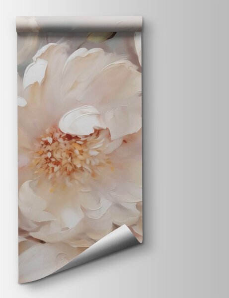 Carta da parati Pittura di fiori bianchi, Carta da parati Peonie, Carta da parati popolare, w02947 - Tapeko.it