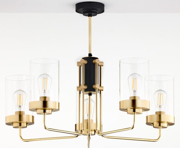 Jupiter 2088 - Lampadario a stelo RAMIREZ 5xE27/15W/230V oro/nero