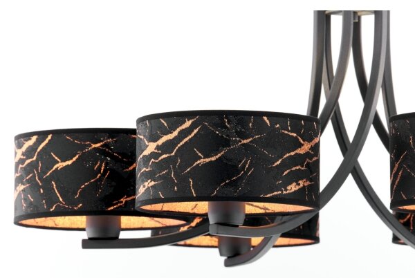 Jupiter 2108 - Lampadario a catena ARTHUR 6xE27/15W/230V nero/arancione/finitura effetto marmo