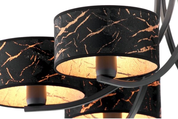 Jupiter 2108 - Lampadario a catena ARTHUR 6xE27/15W/230V nero/arancione/finitura effetto marmo