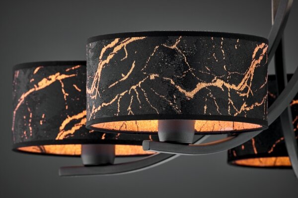 Jupiter 2107 - Lampadario a catena ARTHUR 5xE27/15W/230V nero/arancione/effetto marmo