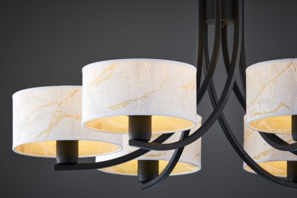 Jupiter 2105 - Lampadario con catena ARTHUR 6xE27/15W/230V bianco/nero/finitura effetto marmo