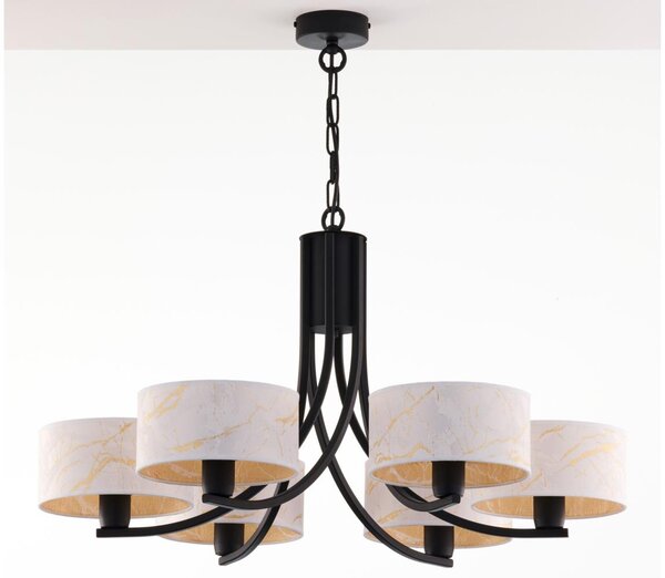 Jupiter 2105 - Lampadario con catena ARTHUR 6xE27/15W/230V bianco/nero/finitura effetto marmo