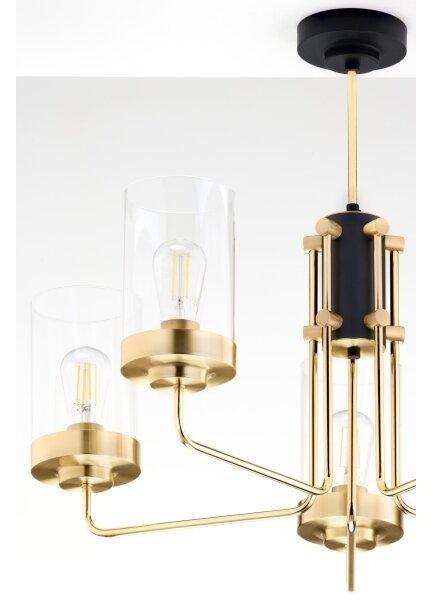 Jupiter 2088 - Lampadario a stelo RAMIREZ 5xE27/15W/230V oro/nero