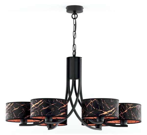 Jupiter 2108 - Lampadario a catena ARTHUR 6xE27/15W/230V nero/arancione/finitura effetto marmo
