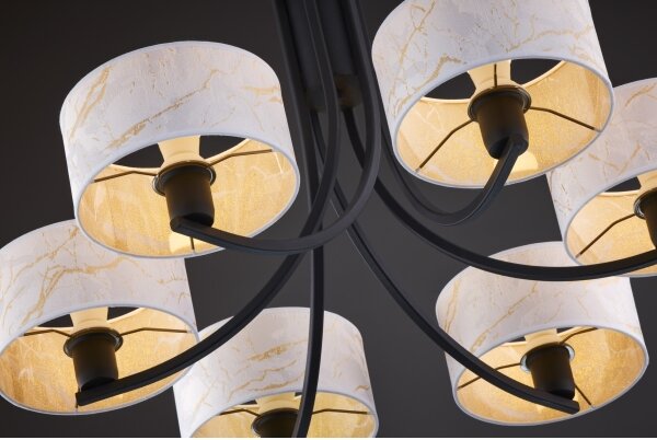 Jupiter 2105 - Lampadario con catena ARTHUR 6xE27/15W/230V bianco/nero/finitura effetto marmo