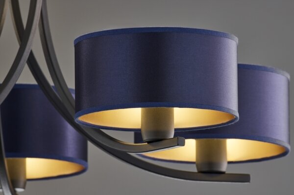 Jupiter 2101 - Lampadario con catena ARTHUR 5xE27/15W/230V blu/nero