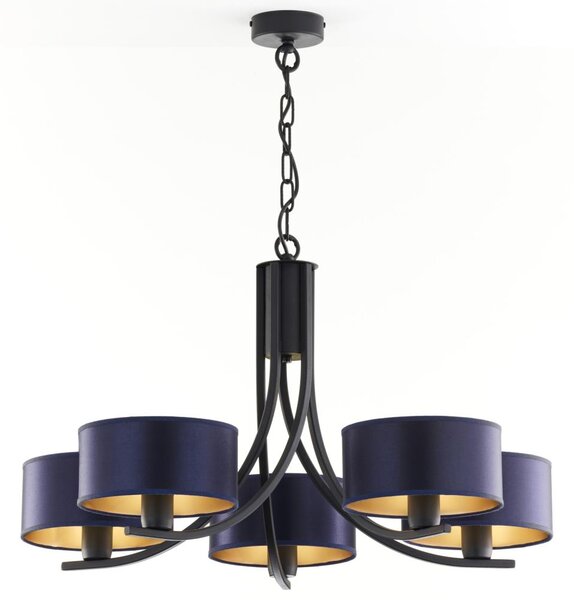 Jupiter 2101 - Lampadario con catena ARTHUR 5xE27/15W/230V blu/nero