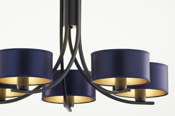 Jupiter 2101 - Lampadario con catena ARTHUR 5xE27/15W/230V blu/nero