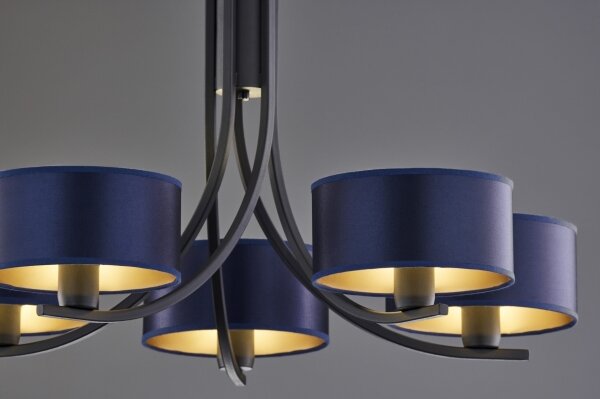 Jupiter 2101 - Lampadario con catena ARTHUR 5xE27/15W/230V blu/nero
