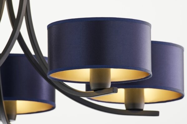 Jupiter 2101 - Lampadario con catena ARTHUR 5xE27/15W/230V blu/nero