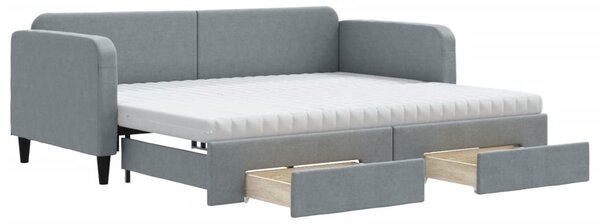 VidaXL Divano letto estraibile con cassetti Grigio chiaro 90x200 cm Tessuto