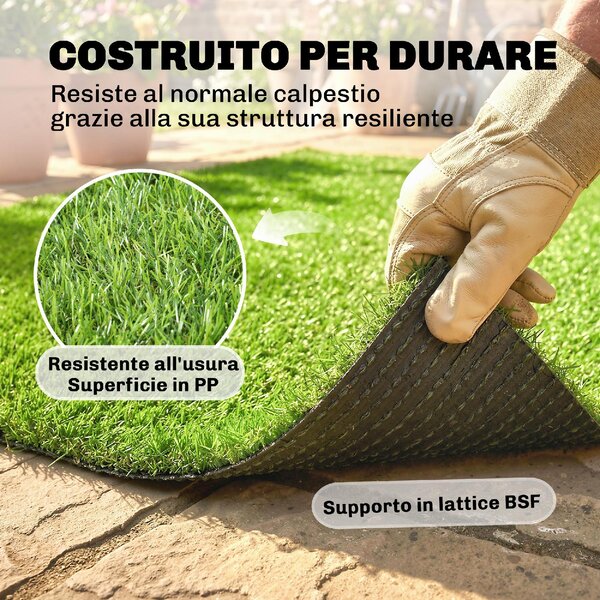 VivaGarden Prato Sintetico Tappeto Erba Finto Artificiale 10 mm 1x4 m colore Verde