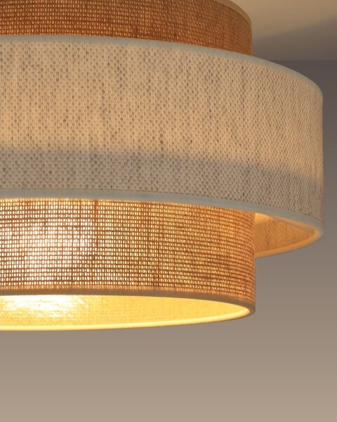 Lampadario a sospensione con cavo BOHO 1xE27/60W/230V diam. 40 cm crema/iuta