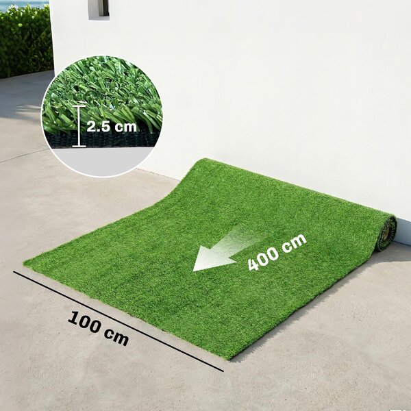 VivaGarden Prato Sintetico Tappeto Erba Finto Artificiale 10 mm 1x4 m colore Verde