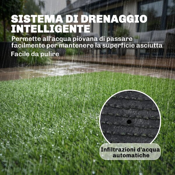 VivaGarden Prato Sintetico Tappeto Erba Finto Artificiale 10 mm 1x4 m colore Verde